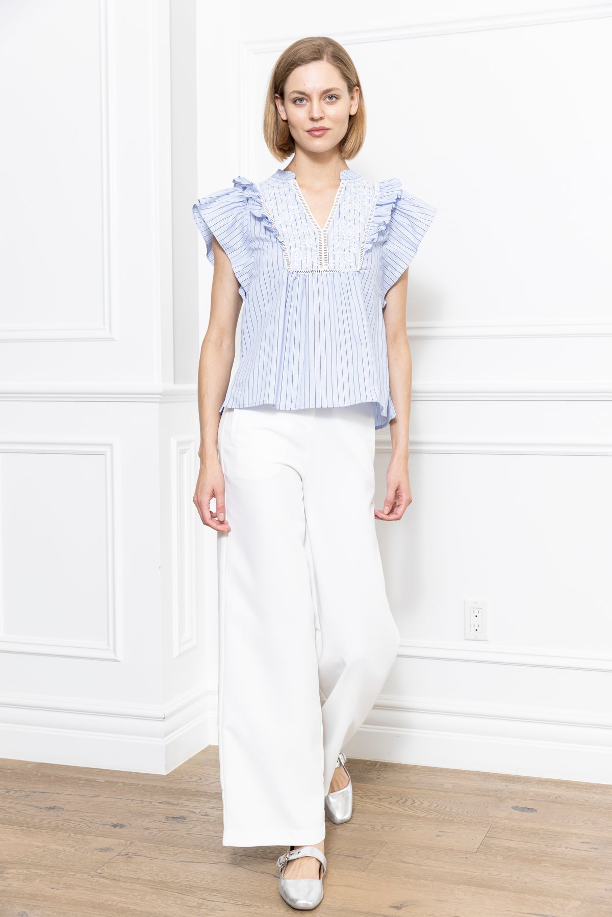 Emb. Ruffle Top