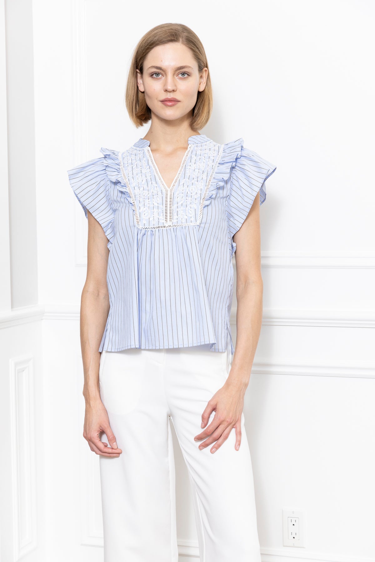 Emb. Ruffle Top