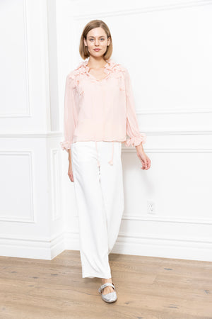 3D Petals Front Tie Blouse