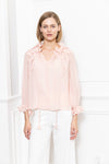 3D Petals Front Tie Blouse