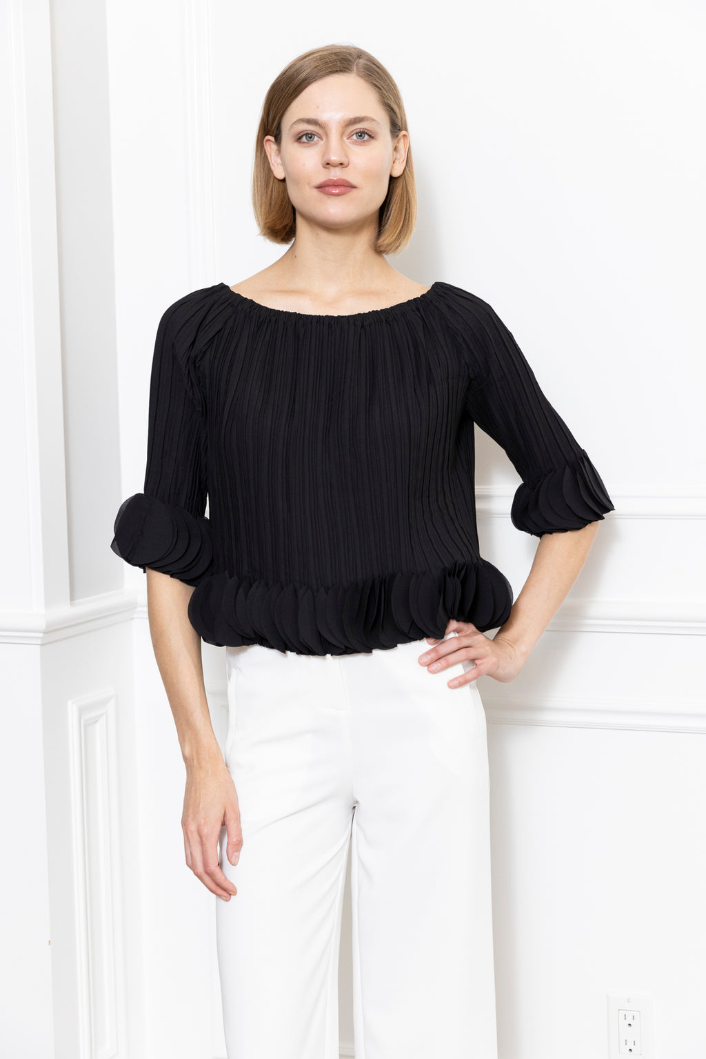 3D Petals Pleated Top