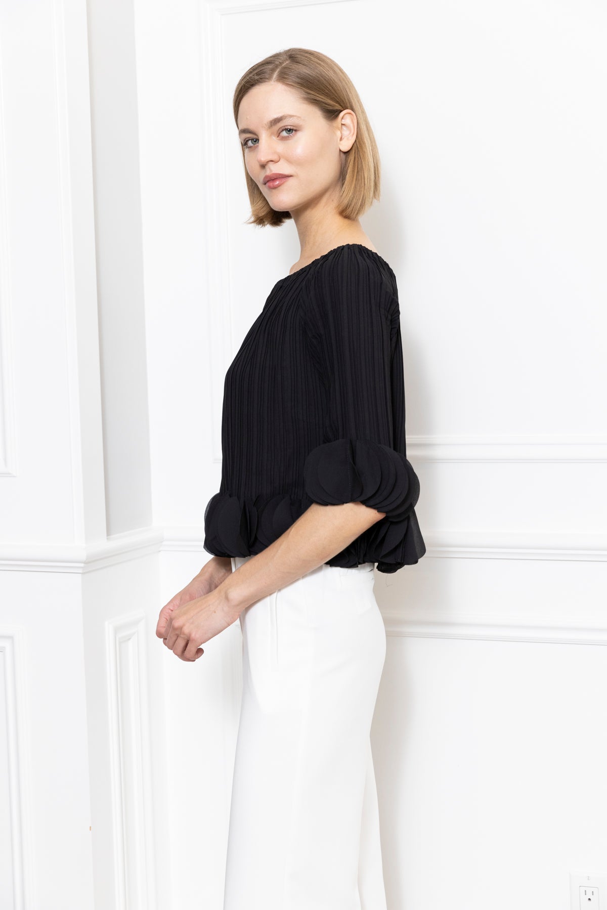3D Petals Pleated Top