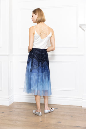 Two Stone Print Pleated Skirt