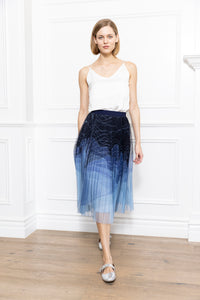 Two Stone Print Pleated Skirt