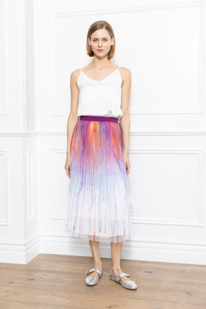 Two Tone Print Pleated Skirt