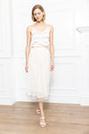Beading Lace Trim Midi Skirt