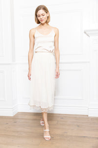 Beading Lace Trim Midi Skirt