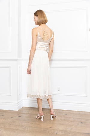 Beading Lace Trim Midi Skirt