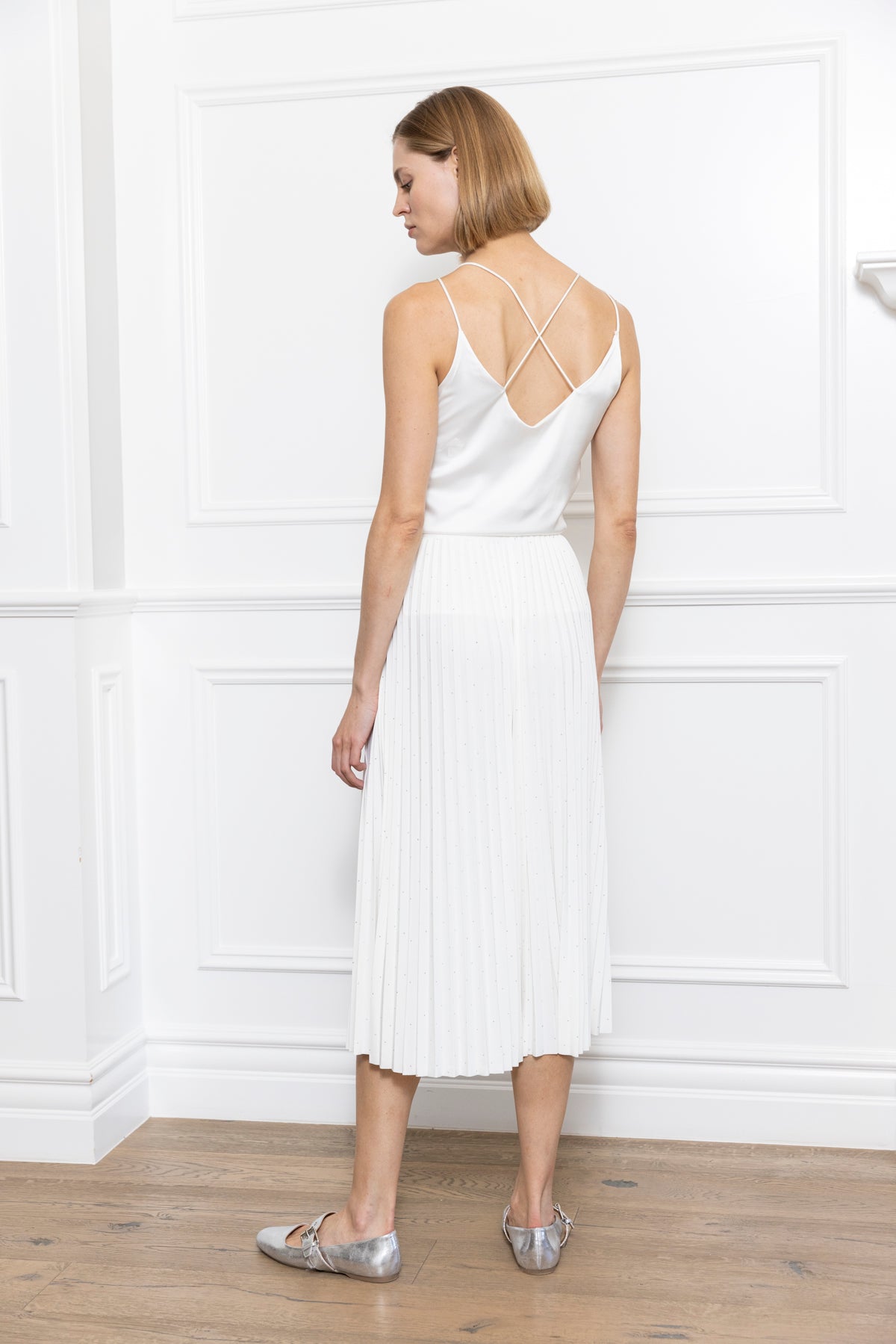 Rhinestone Pleated Skirt