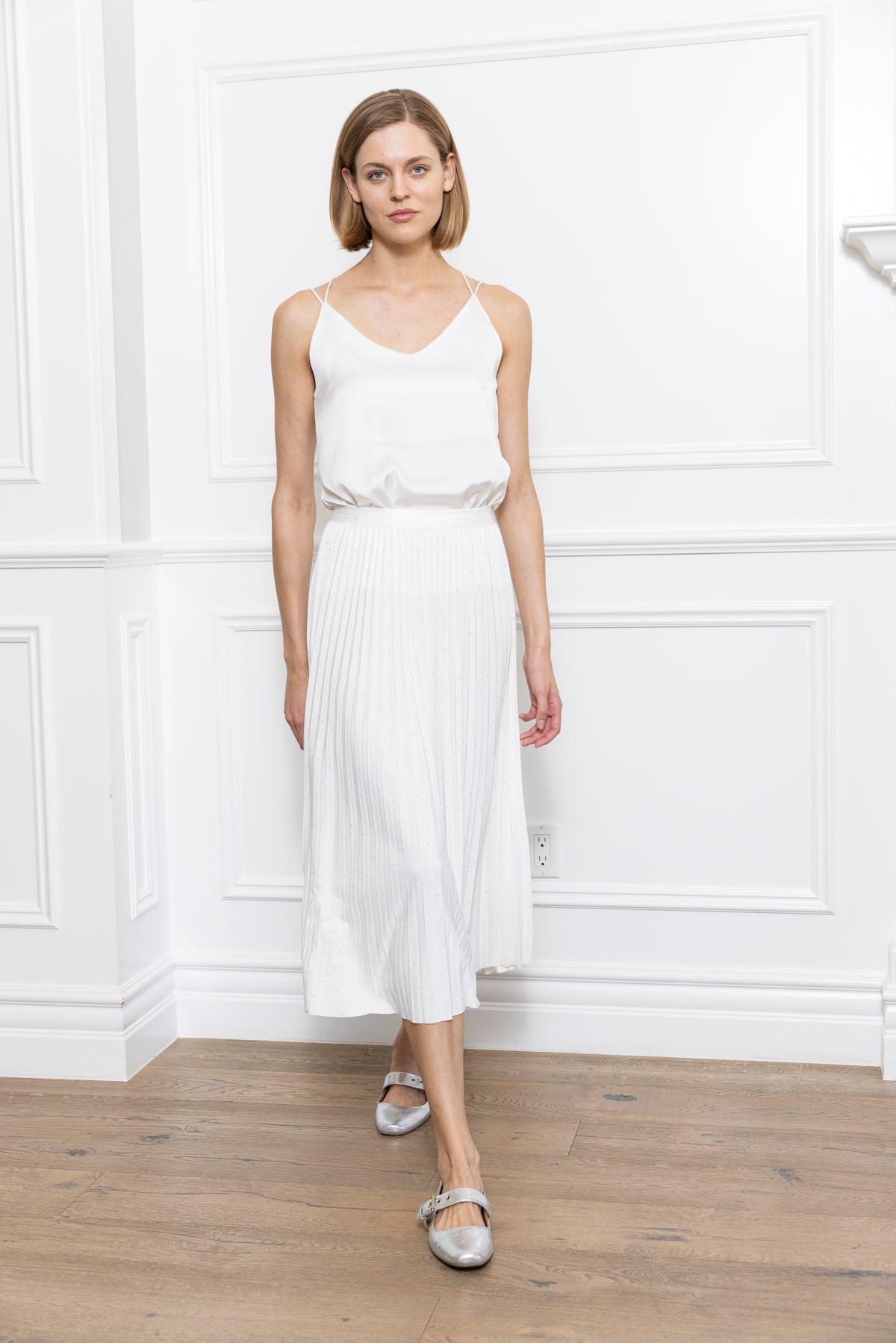 Rhinestone Pleated Skirt