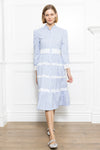 Lace Trim Long Sleeve Shirt Dress