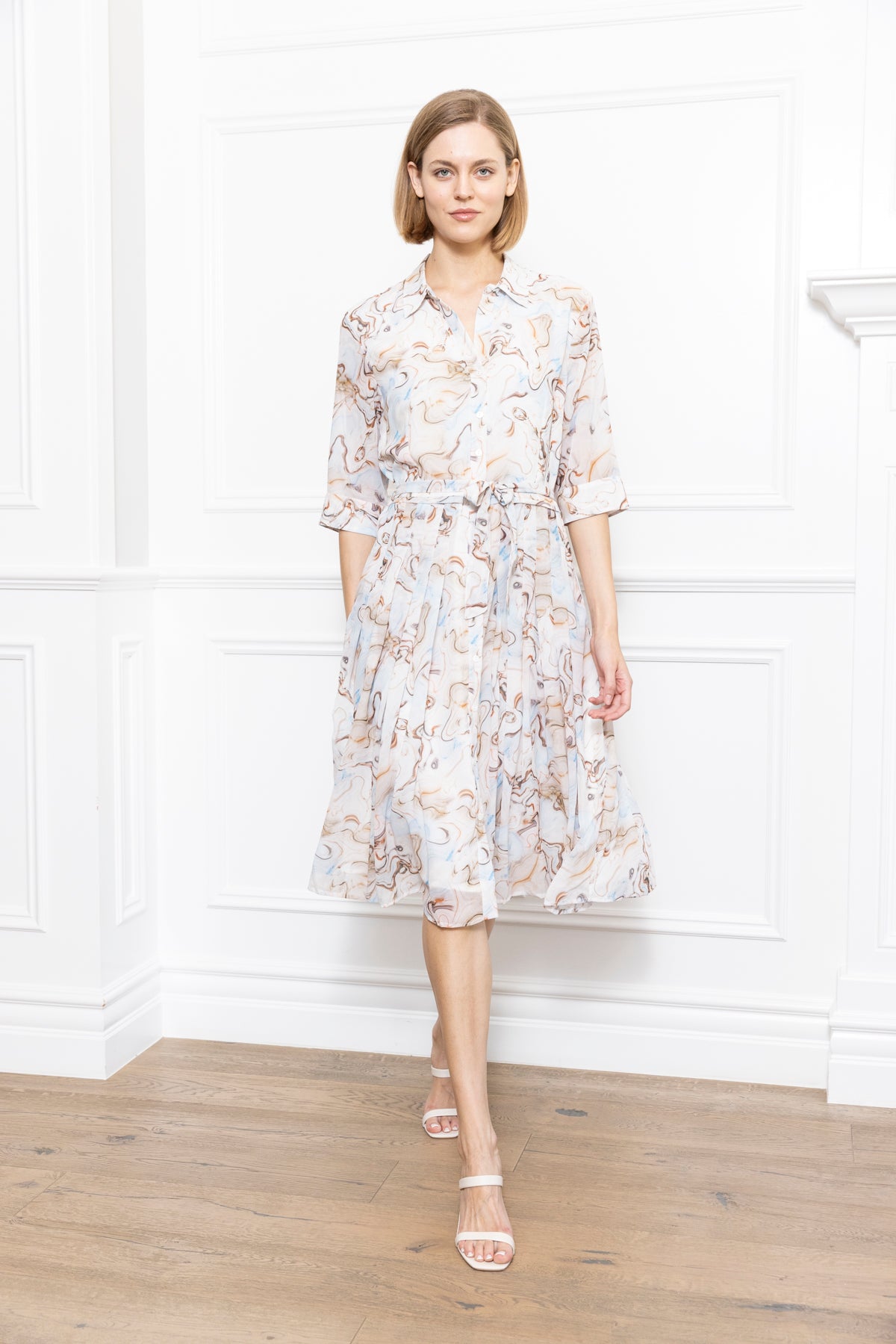 Marble Print Shirt Dress
