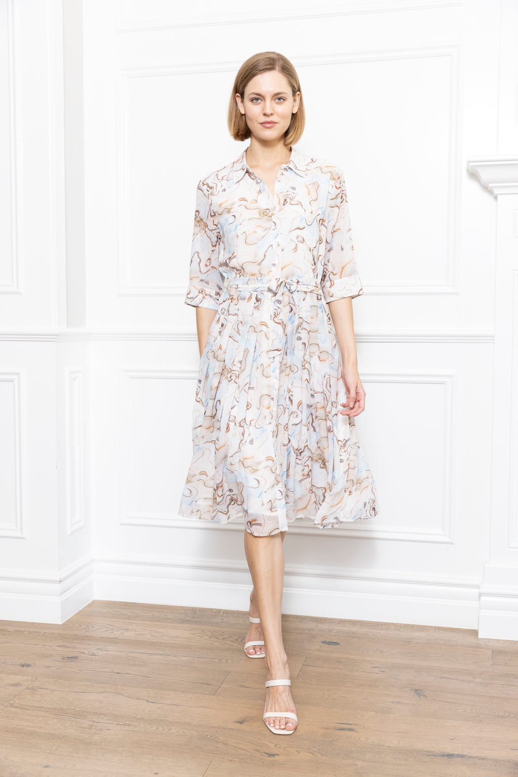 Marble Print Shirt Dress