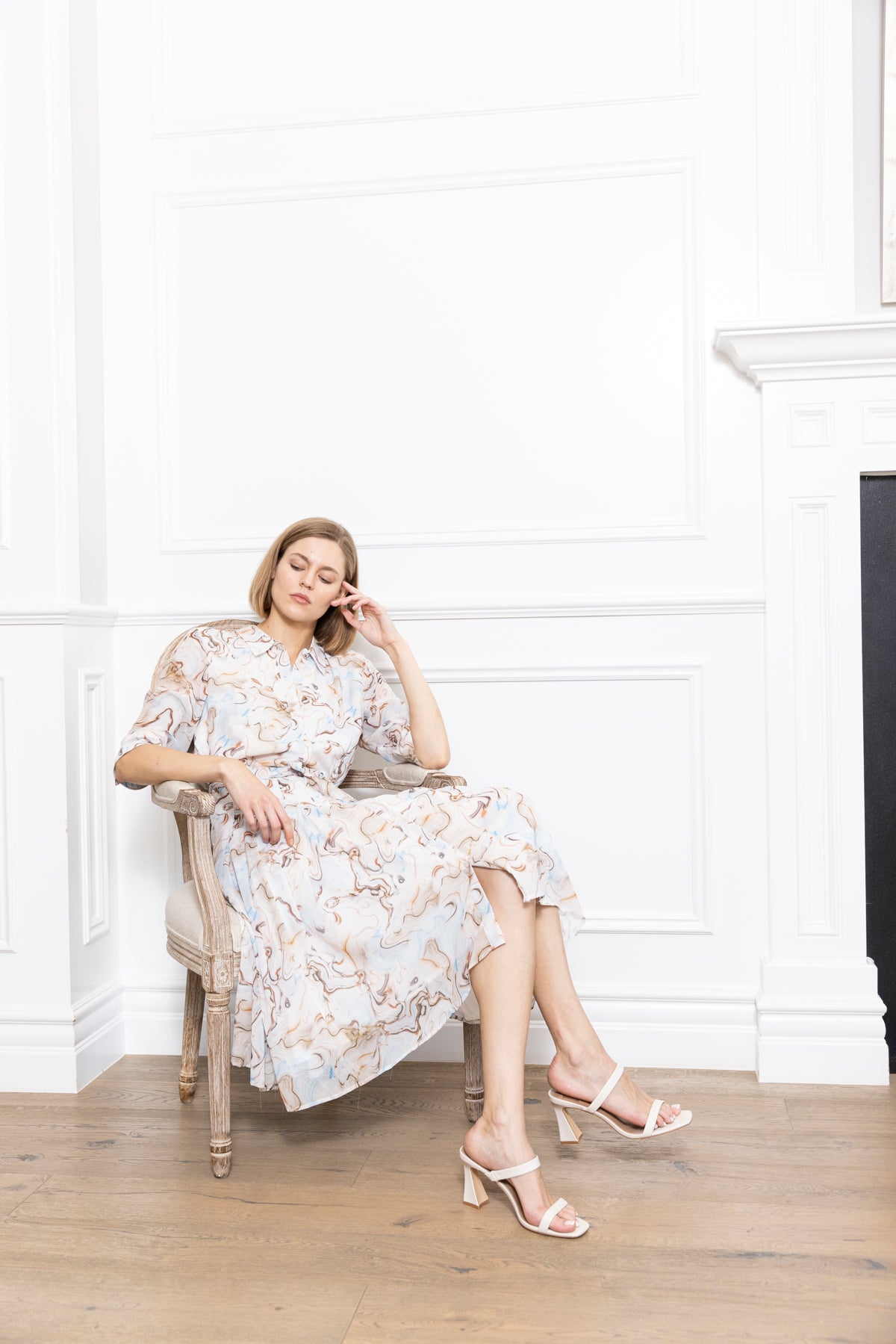 Marble Print Shirt Dress