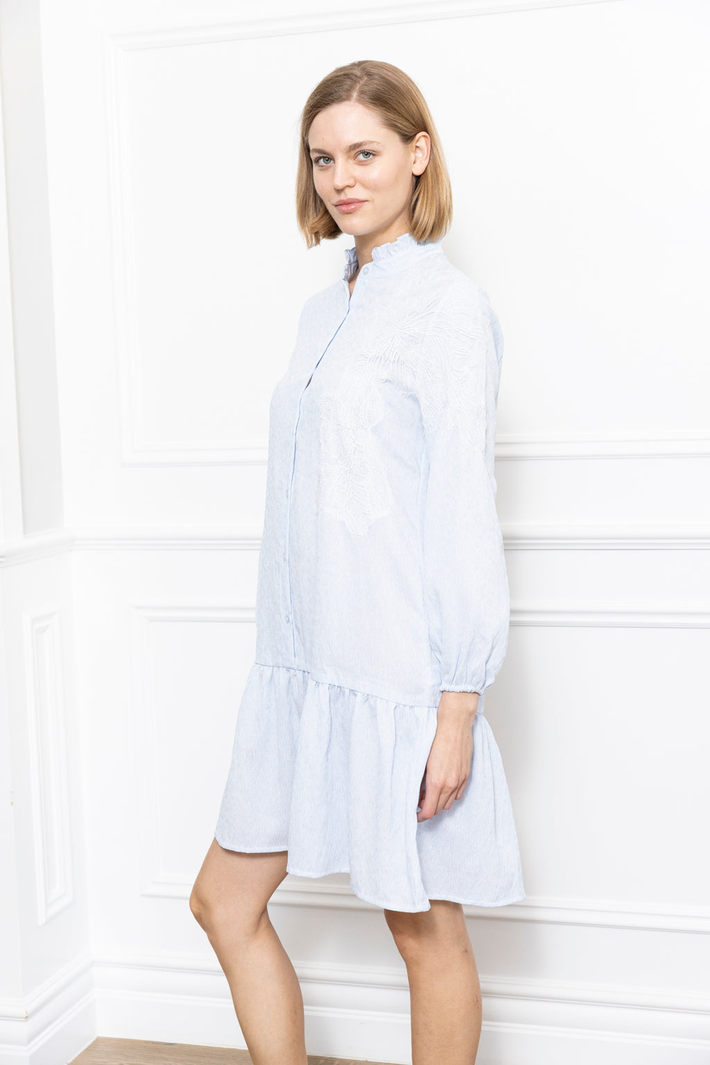 Lace Applique Shirt Dress