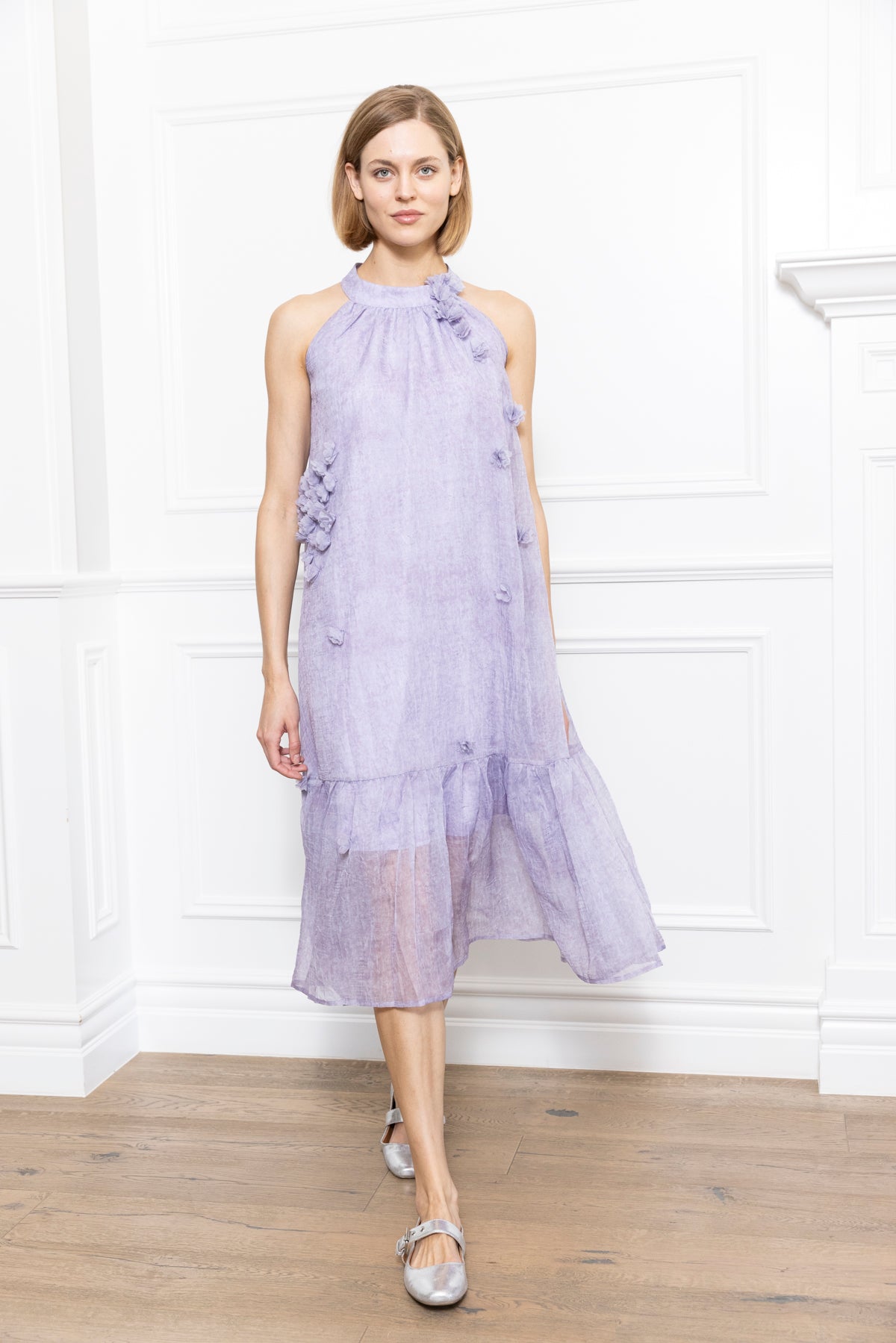 Lavender 3D Flowers Dress