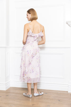 Pink Floral Ruffle Dress
