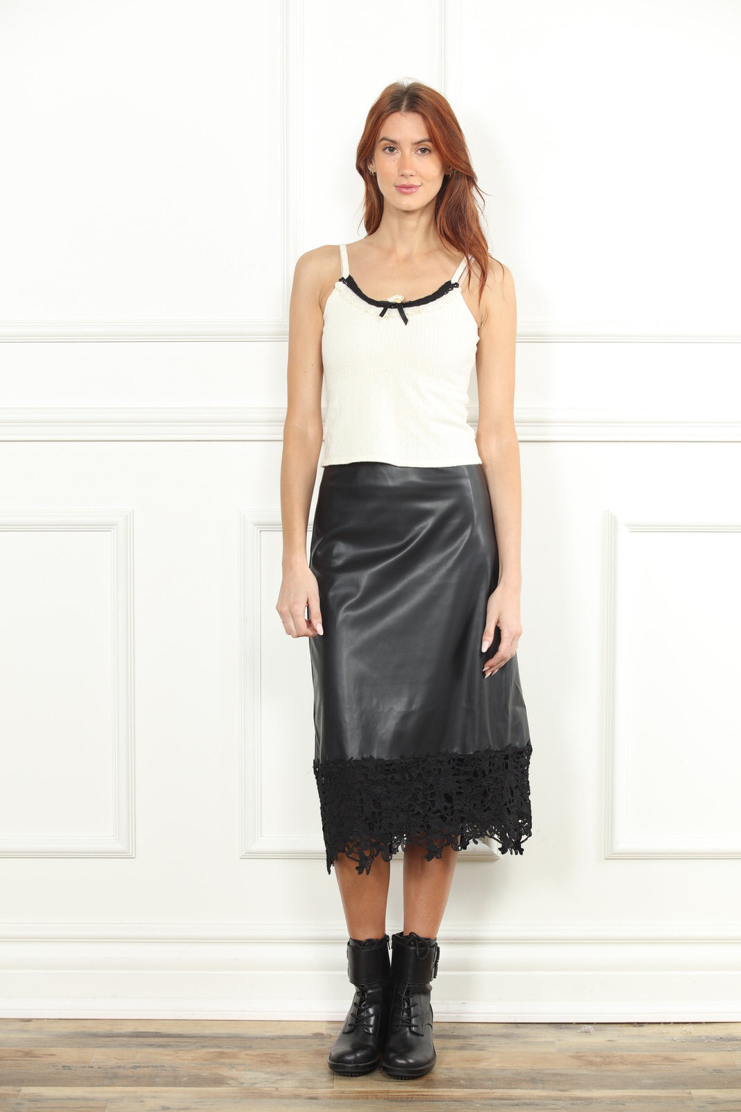 Lace Trim Rib Cami