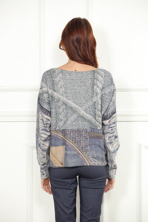 Denim Print Sweater