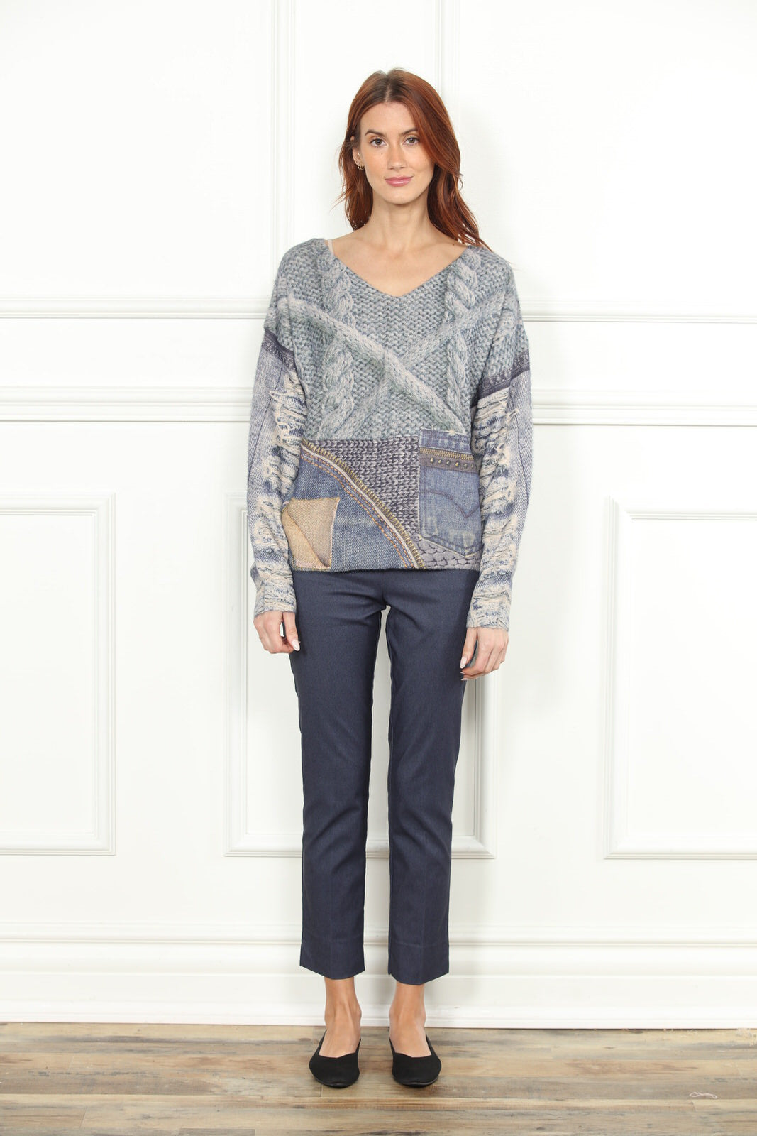 Denim Print Sweater