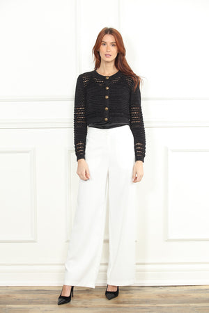 Gold Button Lurex Crop Cardigan