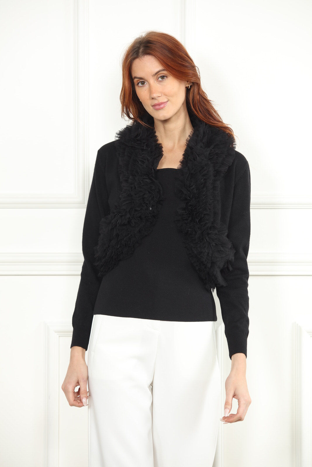 Ruffle Cropped Cardigan