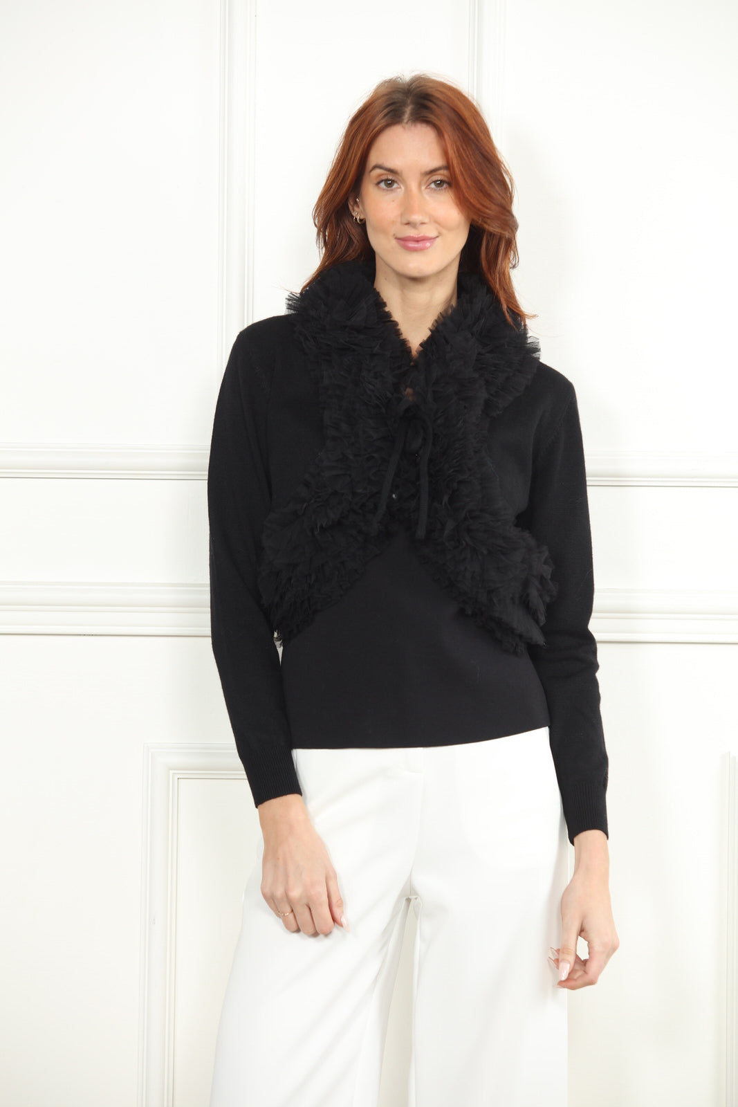 Ruffle Cropped Cardigan