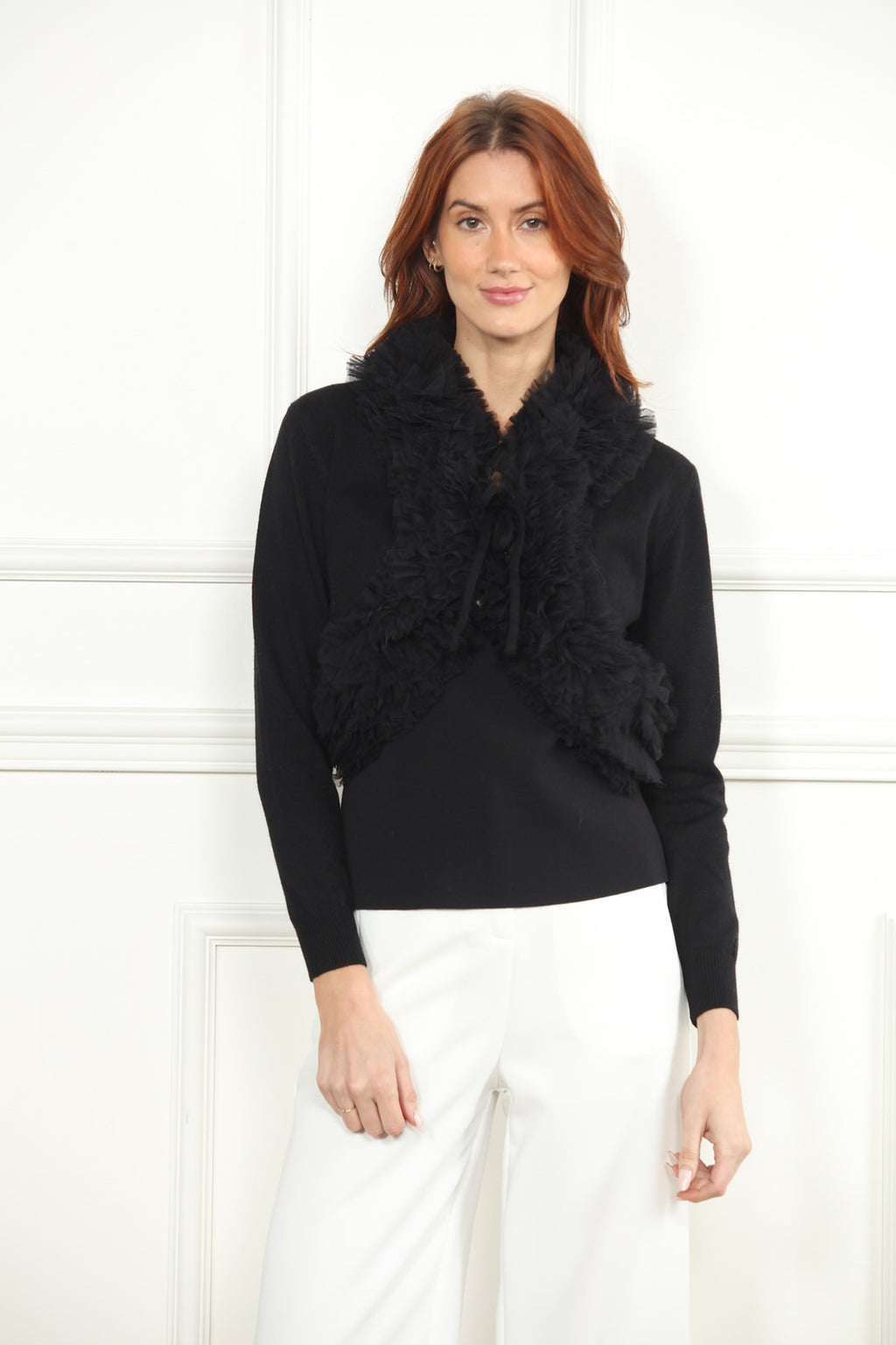 Ruffle Cropped Cardigan