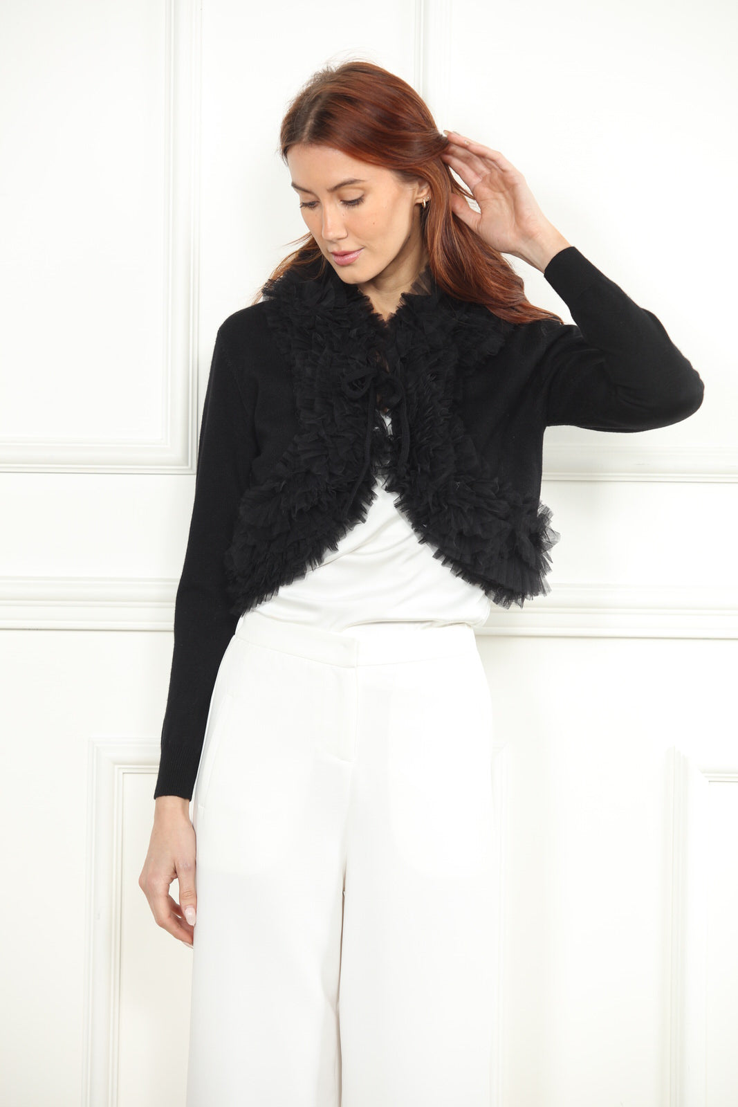 Ruffle Cropped Cardigan