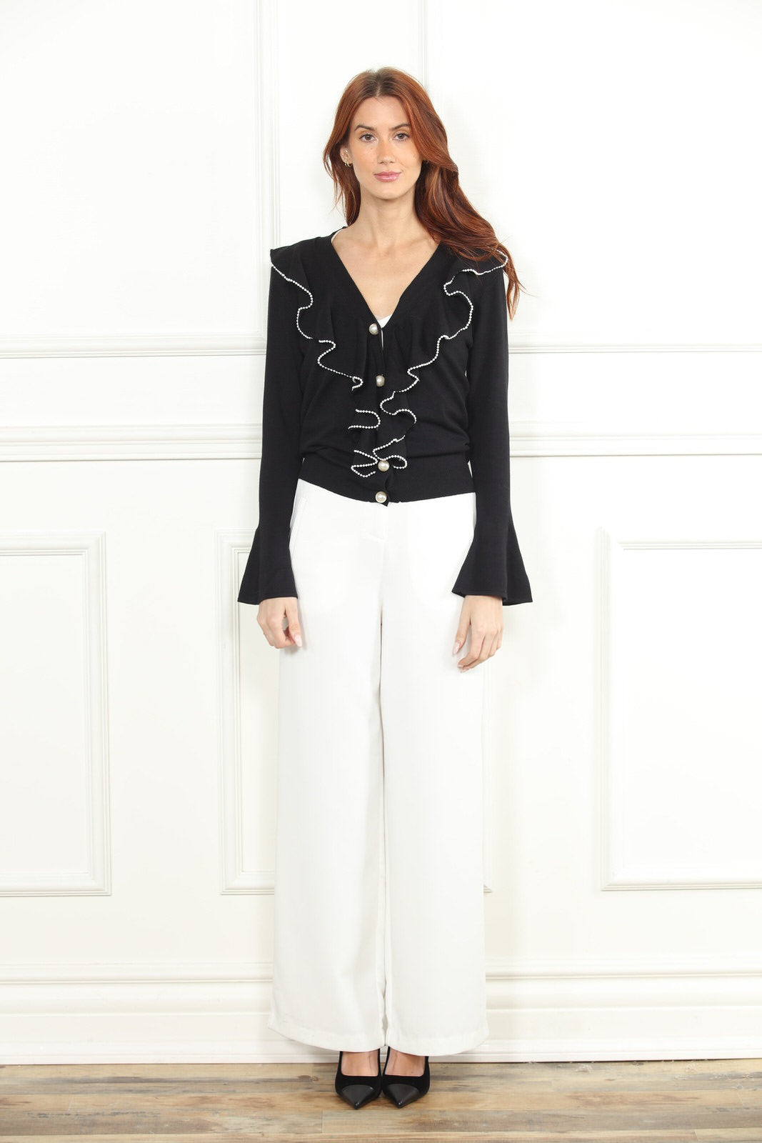 Pearl Ruffle Cardigan