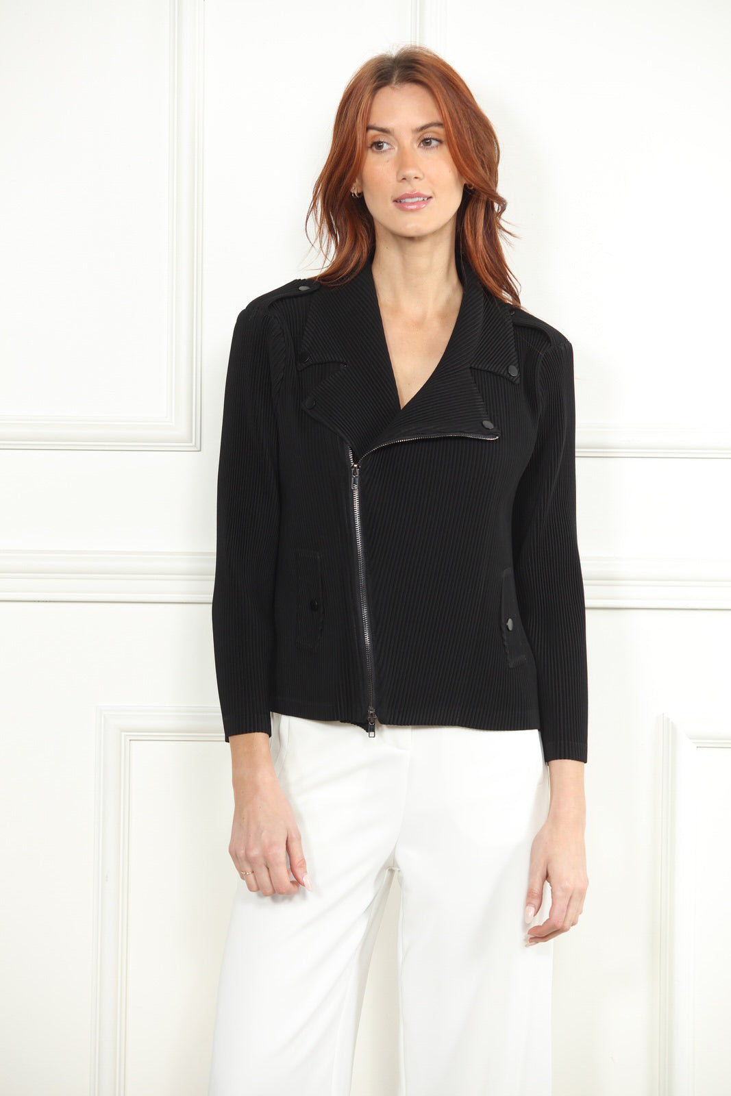Front Zip Pleated Jacket