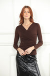 Mesh Wrap Top in Brown