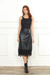 Faux Leather Lace Trim Skirt