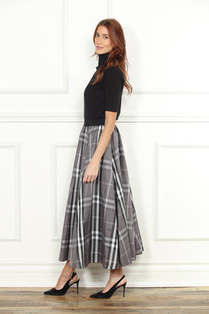 Maxi Plaid Taffeta Skirt