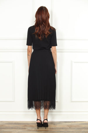 Lace Plaid Pleated Skirt