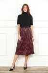 Crinkle Faux Leather Skirt in Wine