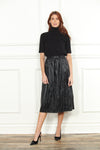 Crinkle Faux Leather Skirt in Black