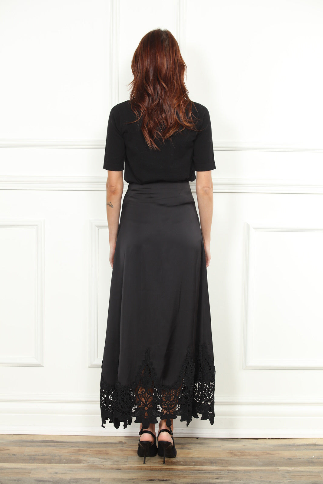 Satin Lace Bottom Skirt