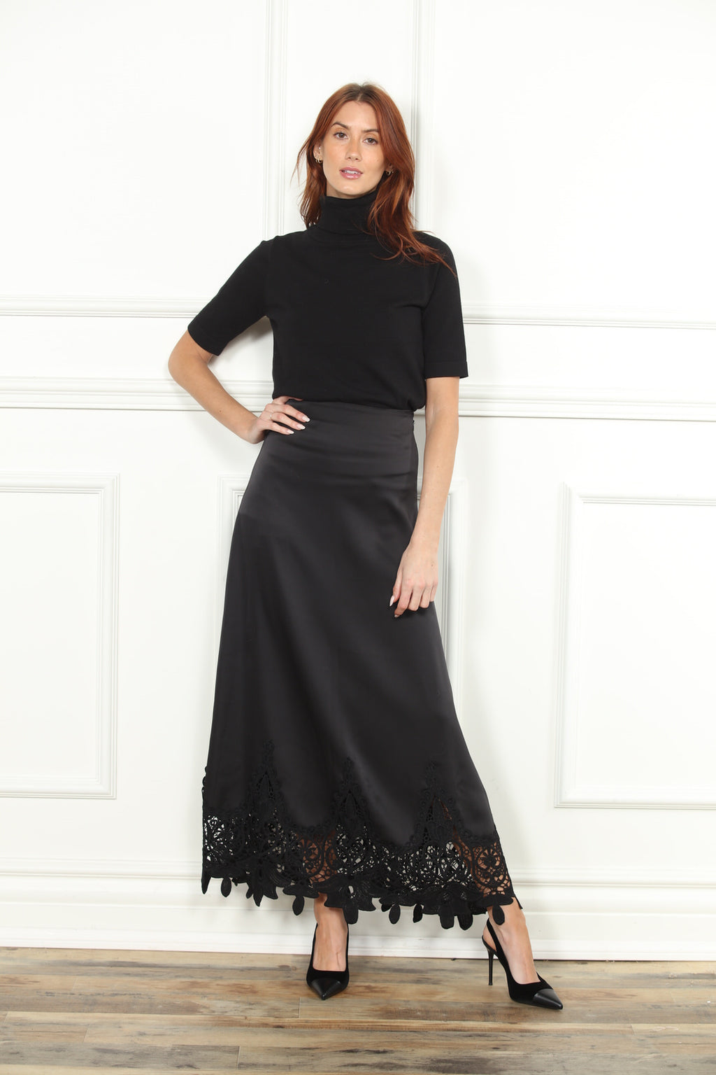 Satin Lace Bottom Skirt