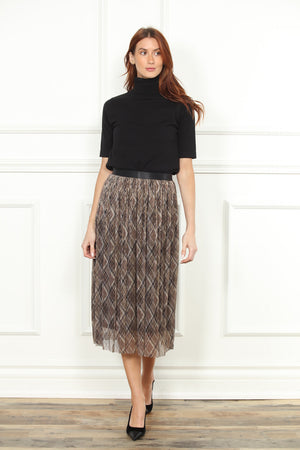Lurex Plaid Pleated Skirt