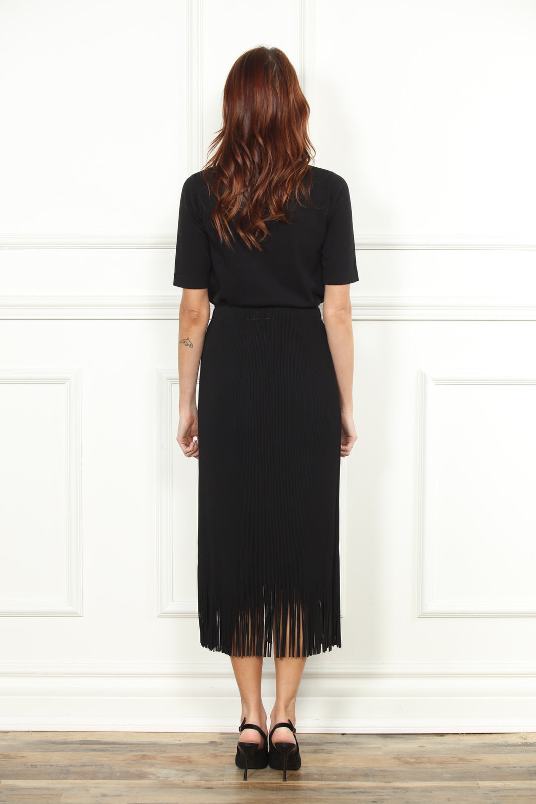 Pleated Fringe Skirt
