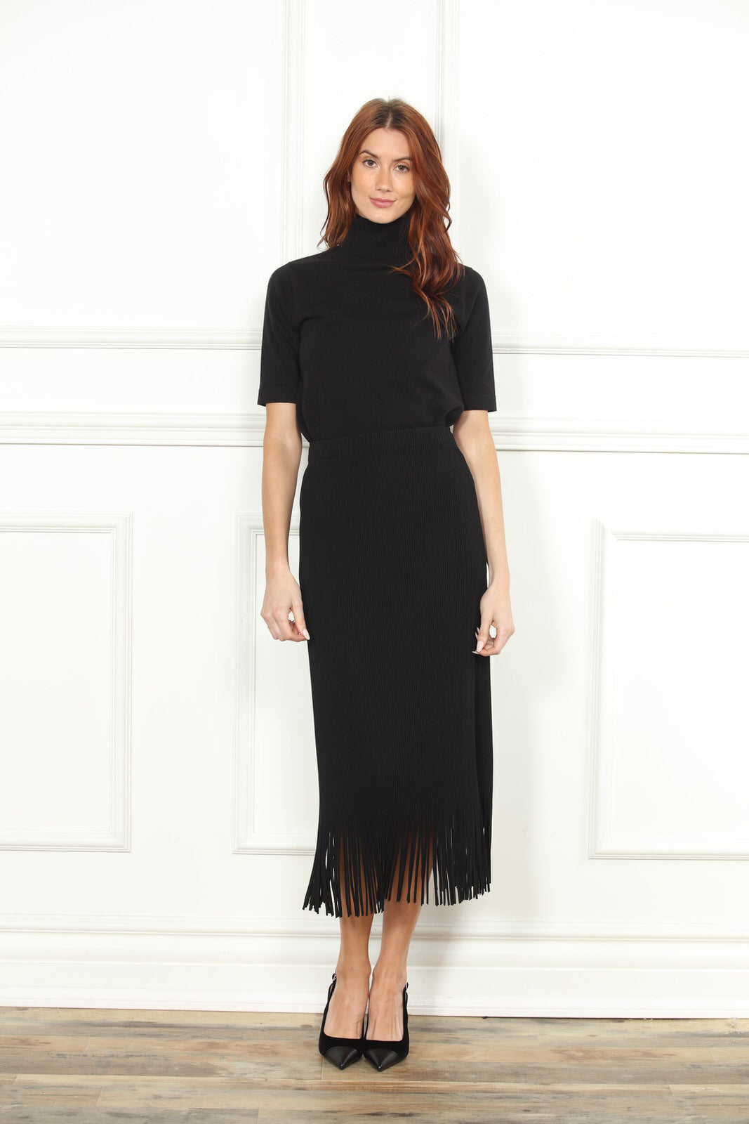 Pleated Fringe Skirt