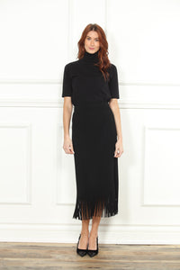 Pleated Fringe Skirt
