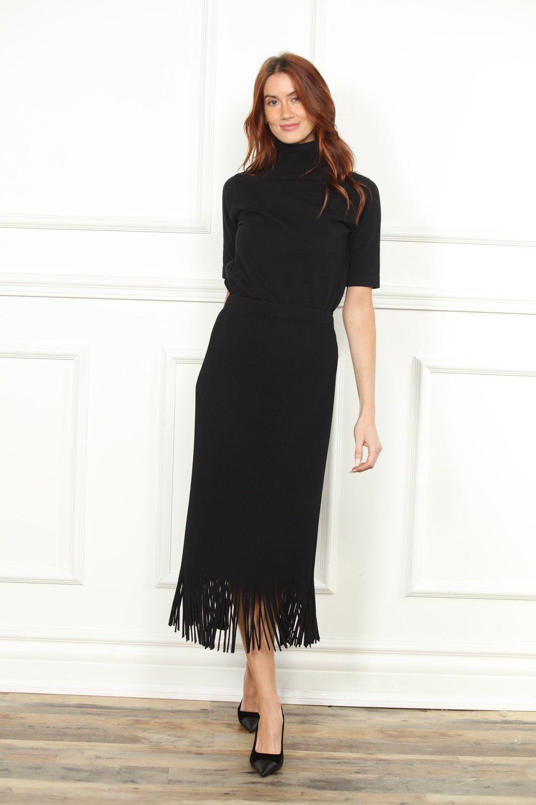 Pleated Fringe Skirt