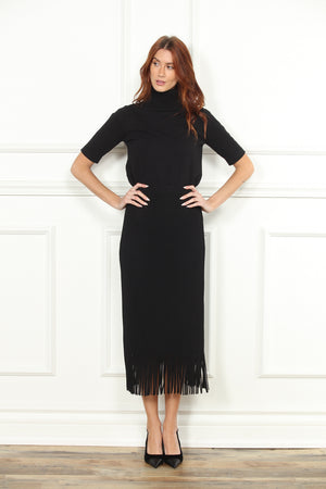 Pleated Fringe Skirt