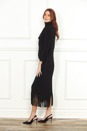 Pleated Fringe Skirt