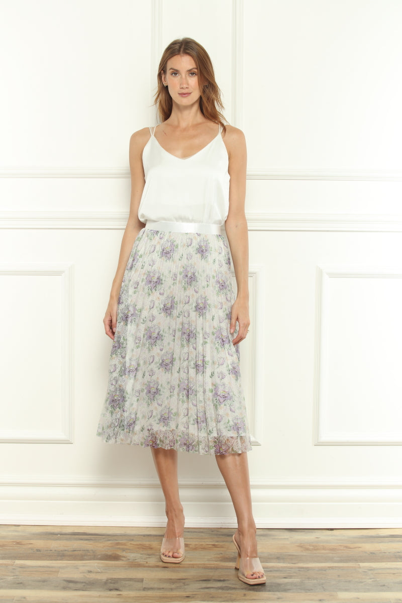 Mesh Floral Pleated Skirt – Zero Degrees Celsius