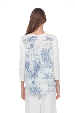 Classic Cardigan with Blue Toile