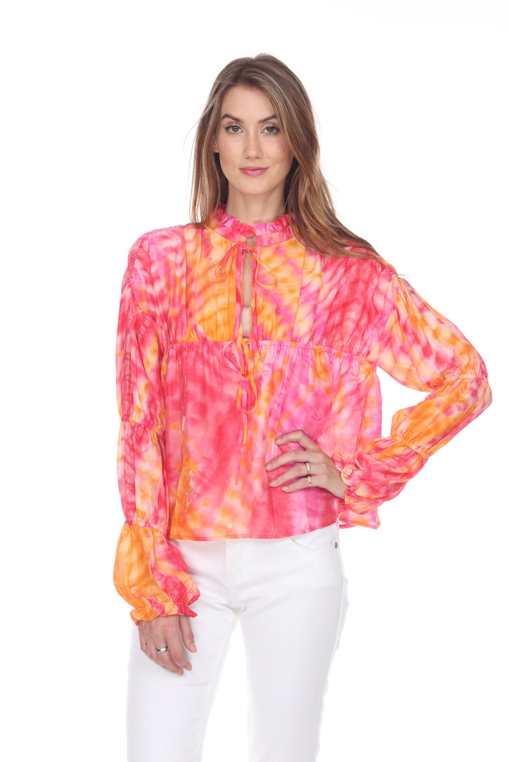 Tie Dye Blouse with Gathers