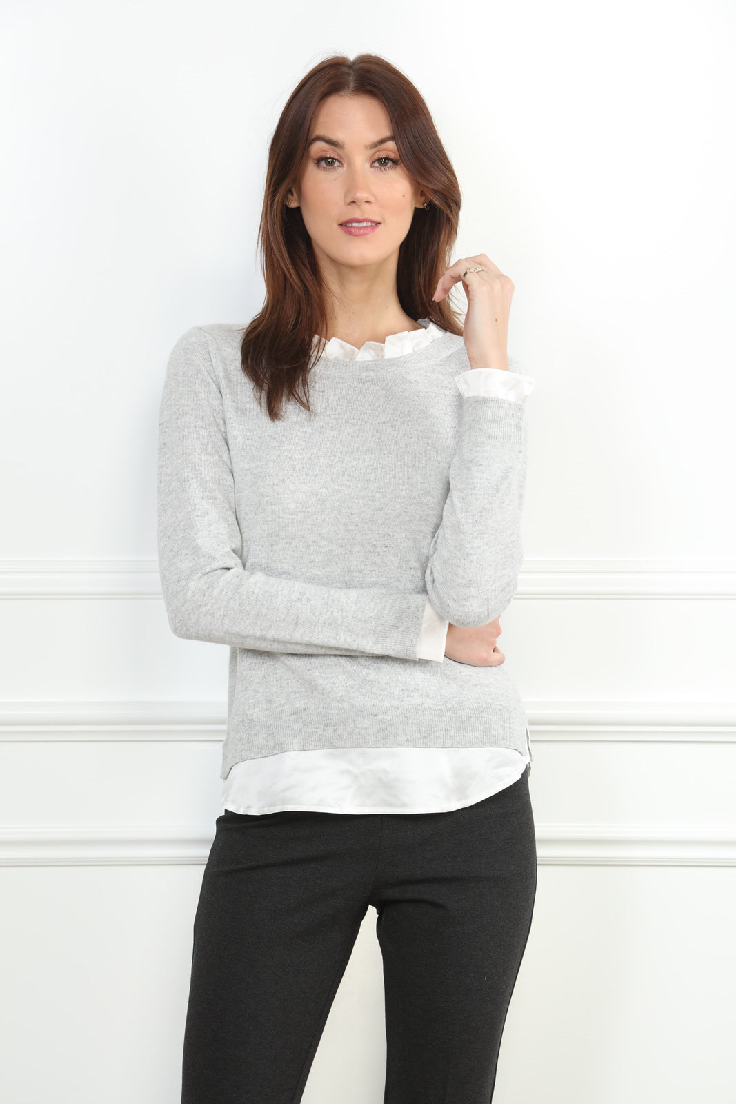 Two-Fer Sweater with Ruffle Trim